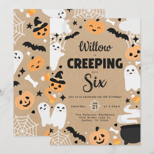 Invitation Halloween Ghost Citrouille 6e fête d'anniversaire