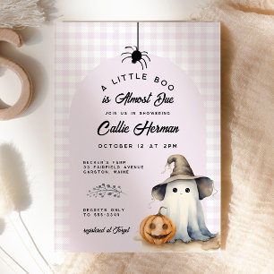 Invitation Halloween Ghost En vichy Baby shower Little Boo
