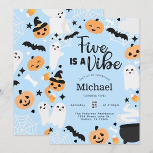 Invitation Halloween Ghost Five est une Vibe 5e fête d'annive