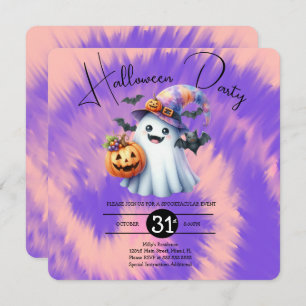 Invitation Halloween Ghost Party Tie Dye Main tirée