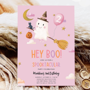Invitation Halloween Ghost Spooktacular Hey Boo Girl Annivers