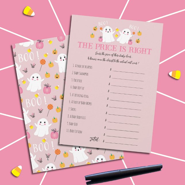 Invitation Halloween Ghosts Devinez Le Jeu Baby shower Prix (Créateur téléchargé)