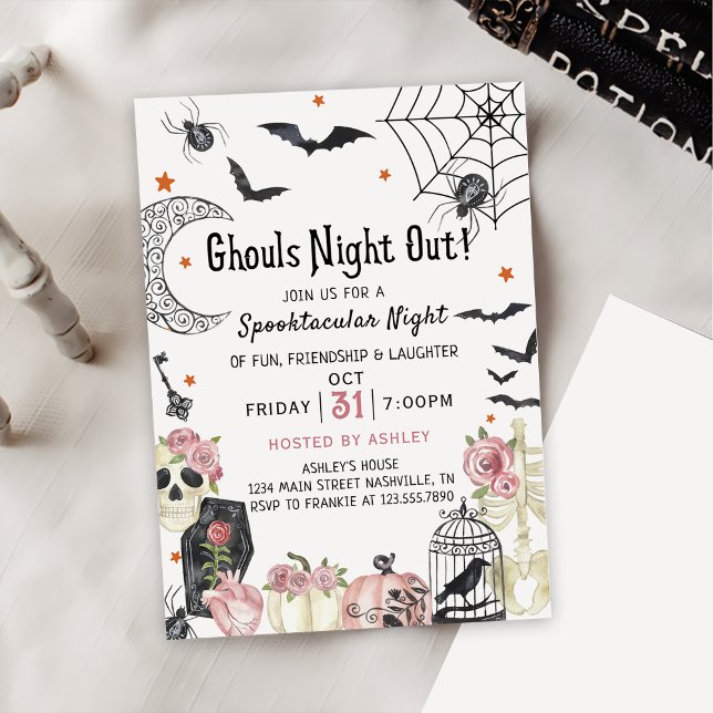 Invitation Halloween Ghouls Nuit Sortie Fête Dames Nuit (Créateur téléchargé)