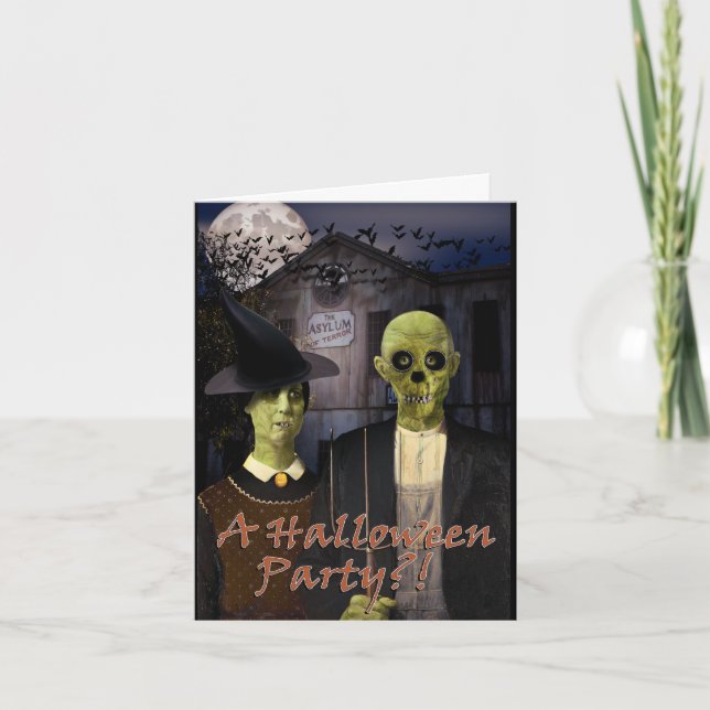 Invitation Halloween gothique américain Maison hantée (Devant)
