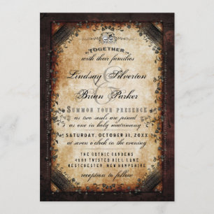 Invitation Halloween gothique Brown "avec" le squelette