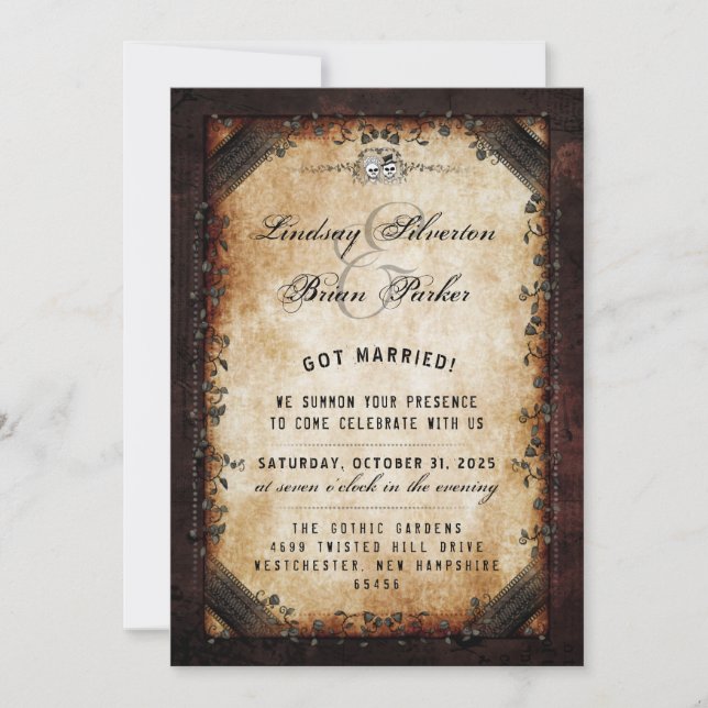 Invitation Halloween gothique Brown - Nous avons eu une fête  (Devant)