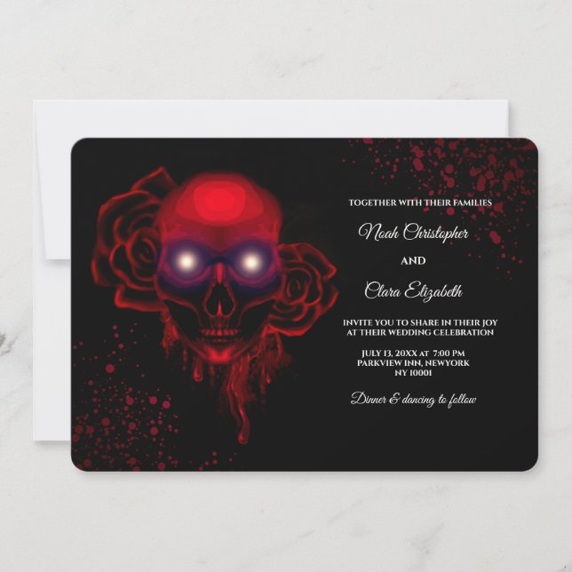 Invitation Halloween gothique noir floral moody (Devant)