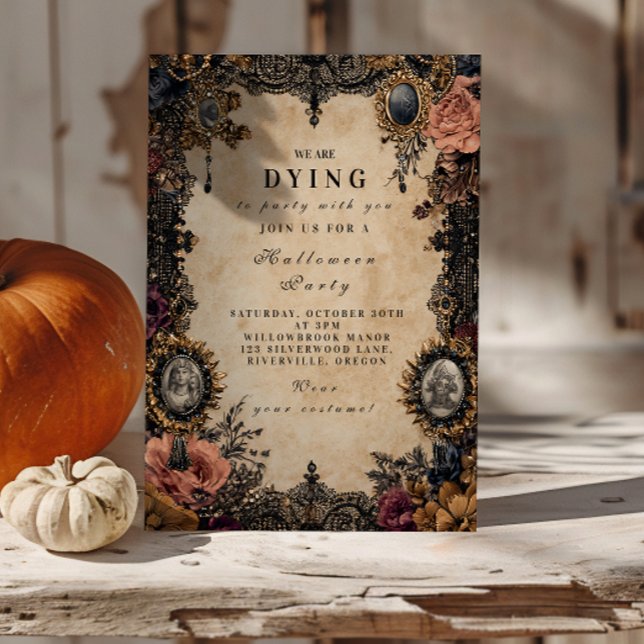 Invitation Halloween gothique vintage Cameo (Créateur téléchargé)