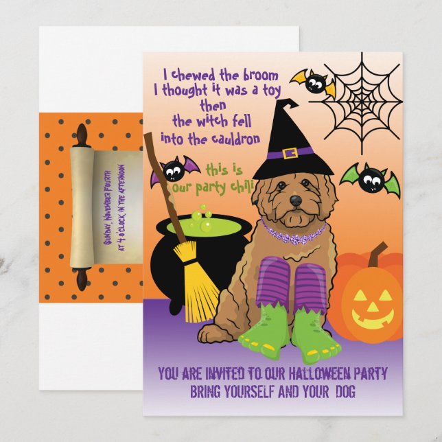 Invitation Halloween Habille et apporte ton chien (Devant / Derrière)