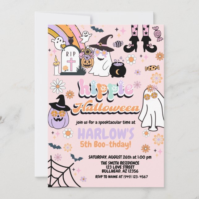 Invitation Halloween Halloween Fantôme Super rétro (Devant)