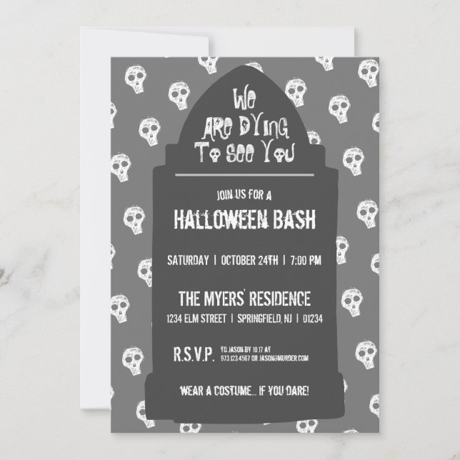Invitation Halloween Headstone Dying te voir (Devant)
