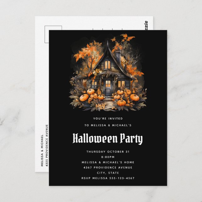 Invitation Halloween House Party (Devant / Derrière)