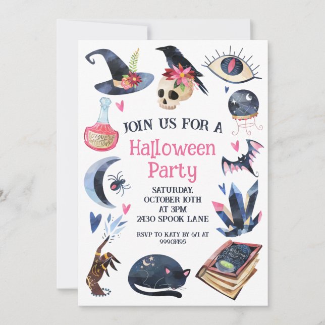 Invitation Halloween Invitation, Halloween Party Invitation, (Devant)