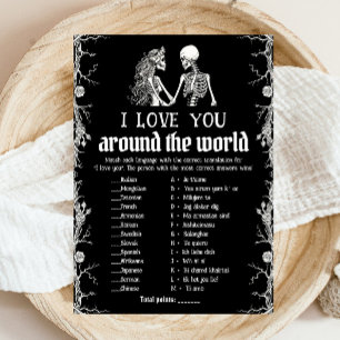 Invitation Halloween Je T'Aime Autour du Monde Jeu de Mariage