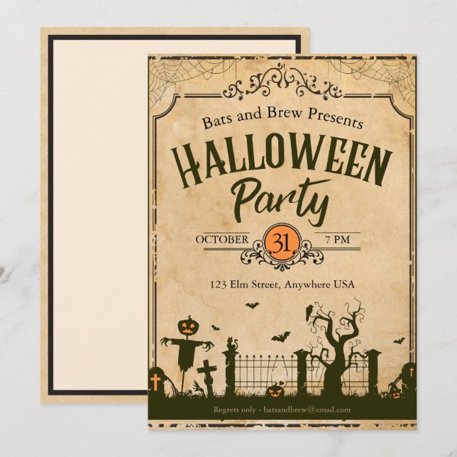 Invitation Halloween Juste une petite fête Éffrayante (Devant / Derrière)