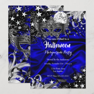 Invitation Halloween la nuit magique Masquerade Party bleu