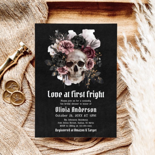 Invitation Halloween L'amour du crâne à la première Fête des  (Créateur téléchargé)