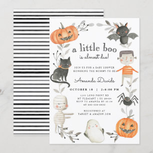 Invitation Halloween Little Boo Citrouille mignon Baby shower