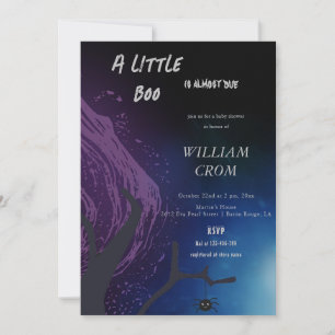 Invitation Halloween Little Boo Nuit Sombre Baby Shower