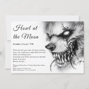 Invitation Halloween Loup-Garou – Horreur Pleine L