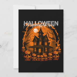 INVITATION HALLOWEEN MAISON HANTÉE ÉPRAVANTABLE CRÂNES
