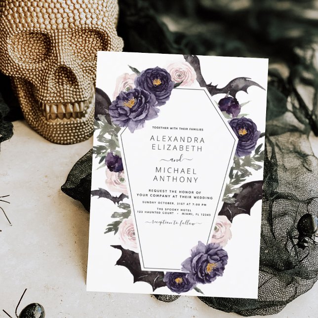 Invitation Halloween Mariage Automne automne foncé pourpre (Créateur téléchargé)