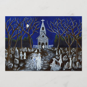Invitation Halloween, mariage, invitation, église, fantômes