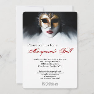 Invitation Halloween mascarade à la boule de masques