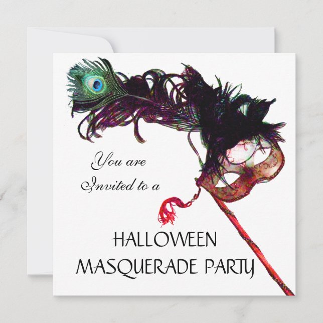 Invitation HALLOWEEN MASQUERADE PARTY, Noir (Devant)