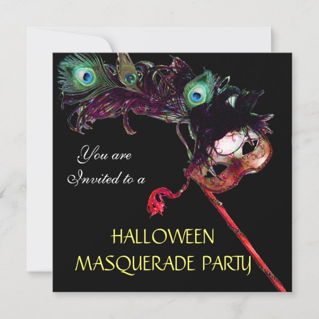 Invitation HALLOWEEN MASQUERADE PARTY, Noir (Devant)