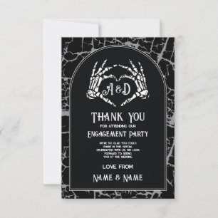 Invitation Halloween Merci Mariage Skeleton Hearts Mains