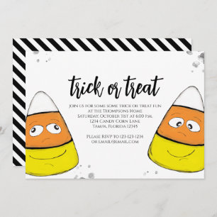 Invitation Halloween mignon bonbon Corn Trac Ou Treat Script
