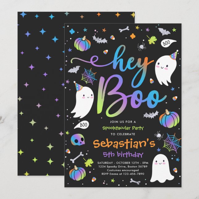 Invitation Halloween mignon garçon fantôme Anniversaire Spook (Devant / Derrière)