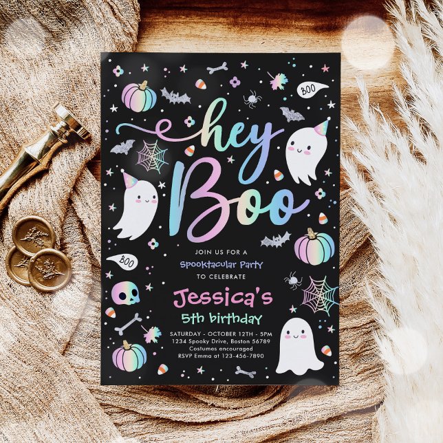 Invitation Halloween mignon rose Fantôme Anniversaire Spookta (Créateur téléchargé)