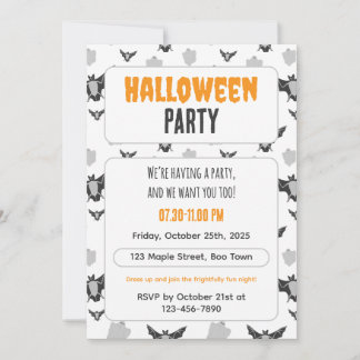 Invitation Halloween mignonne de chauve-souris et