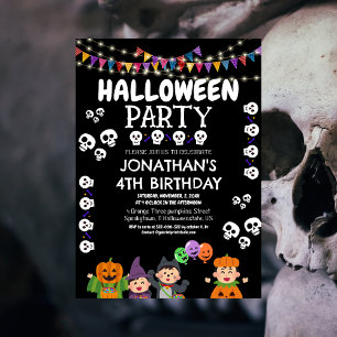 Invitation Halloween moderne mignonne Ghouls Éffrayant fête d