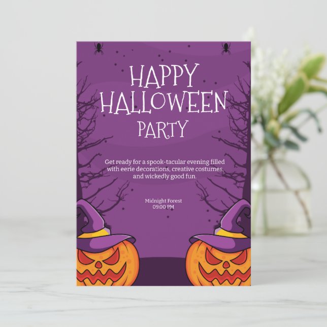 Invitation Halloween modifiable, Invitation de fêt (Debout devant)