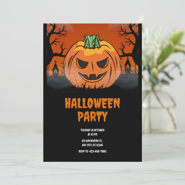 Invitation Halloween modifiable, Invitation fête d (Debout devant)