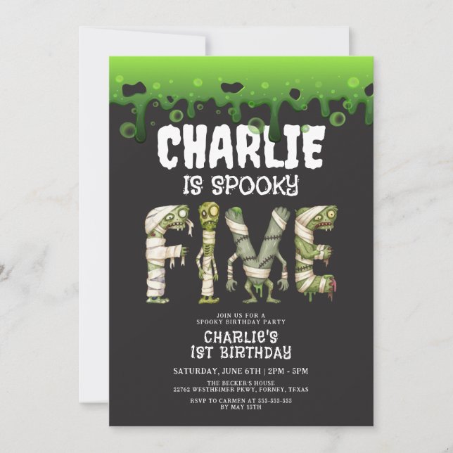 Invitation Halloween Monsters Spooktacular 5th Birthday (Devant)