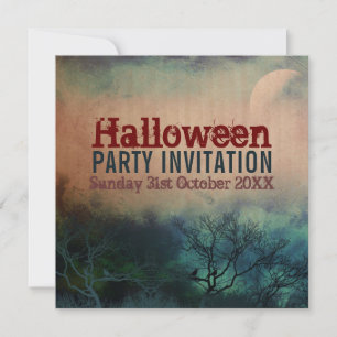 Invitation Halloween Moon Grunge