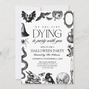 Invitation Halloween noir et blanc vintage