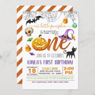 Invitation Halloween notre petit Citrouille en devient un