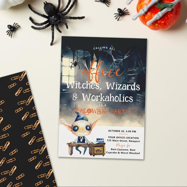 Invitation Halloween Office Party Business Corporate Ghoulish (Halloween office party ghoul funny fun elegant modern cute law accountant finance financial business)