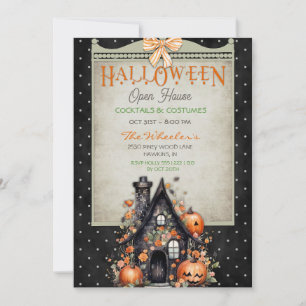 Invitation Halloween Open House Haunted Citrouille d'automne
