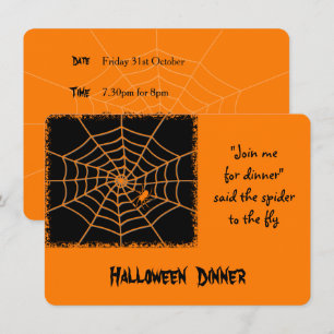 Invitation Halloween orange spider party invite