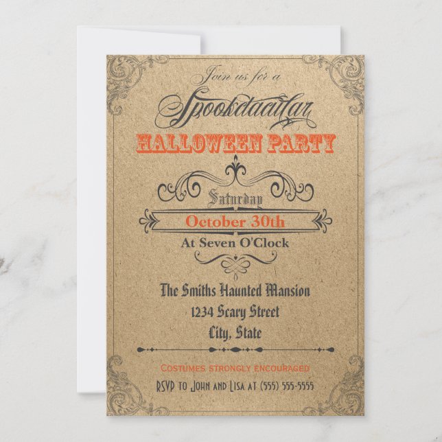 Invitation Halloween Ornements Vintage (Devant)