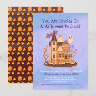 Invitation Halloween pain d'épices Maison hantée