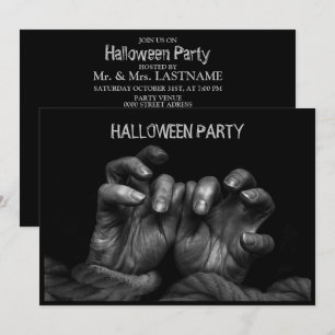 Invitation Halloween Parti mal mains noir Éffrayant