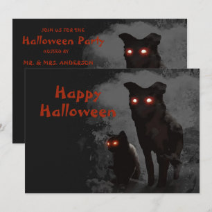 Invitation Halloween Parti Malin Chat Noir Et Chien