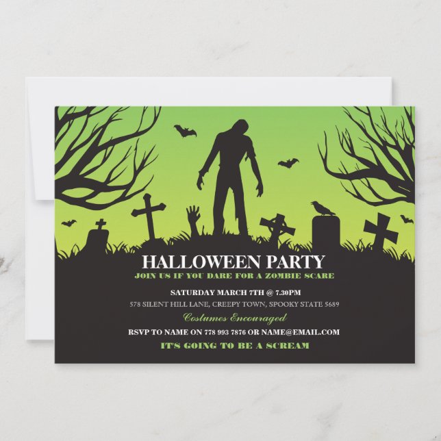 Invitation Halloween Parti Zombie Éffrayant Apocalypse Invita (Devant)